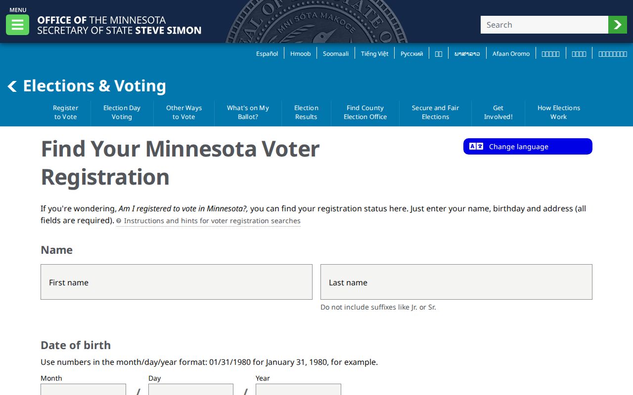 Andover residents directory Minnesota voter status form